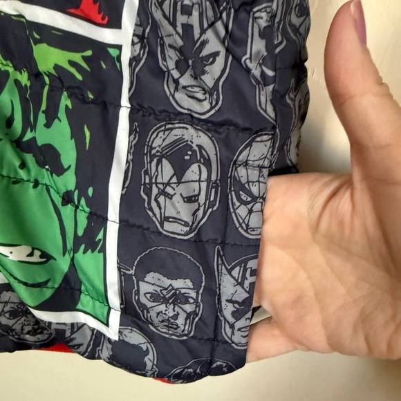 MARVEL Sherpa Reversible Jacket Coat Blue Hooded Boys Size 6 Hulk Spider-Man - Picture 7 of 9